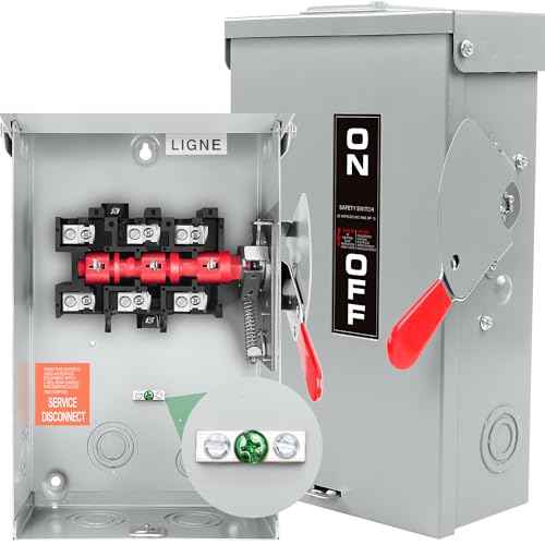 ¡¼Upgrade¡½ 3P 60 Amp Disconnect,Disconnect Switch,Add Ground Design,Non-Fusible,NEMA 3R Standard,Heavy Duty Steel Material,Rust and Corrosion Resistant,for Indoor and Outdoor,120/240v,10-Year Warrnaty