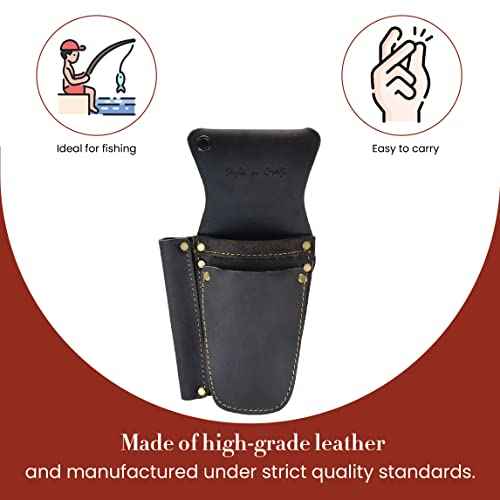 Style N Craft 70012-3 Pocket Dual Pliers & Single Tuna Spike Holder in Oiled Leather - Dark Brown