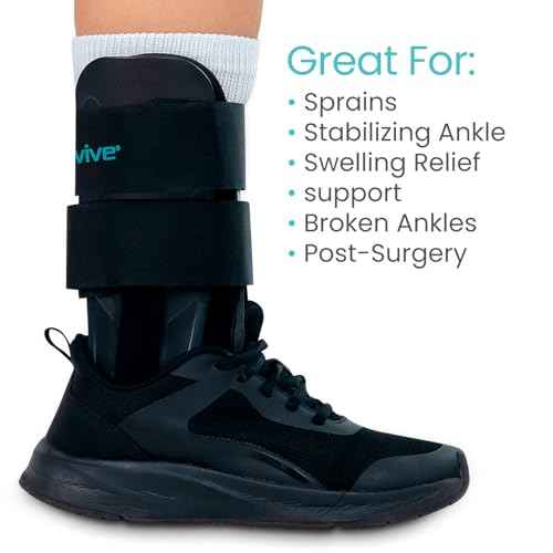 Vive Ankle Stirrup Brace - Air Gel Stabilizer for Ankle Sprain, Tendonitis Support for Men & Women - Right & Left Foot -Achilles Tendon Compression Relief -Fracture Treatment - Hot & Cold Therapy