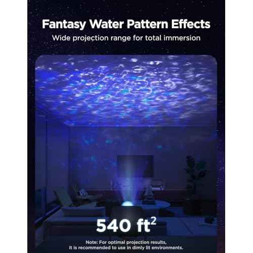 Govee Star Projector Light, Ocean Wave Projector Light with Dynamic Ripple Effects, Works with Matter, 40+ Scene Modes, 18 White Noise Options, LED Night Light for Bedroom (No Power Adapter)