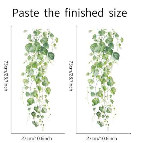 Green Plant Vine Wall Sticker - Evergreen Ivy Leaves for Bedroom & Living Room - 22x28.7 Inch