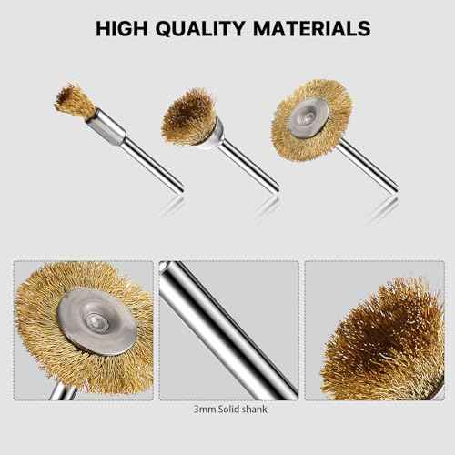15 Pieces Copper Wire Brushes, Wire Brush Wheel, Mini Brass Brushes for Dremel Rotary Tools (1/8 Inch Mandrel)