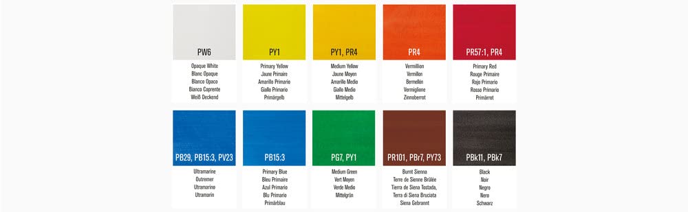 Winsor & Newton Gouache Paint Set, 10 Count, 12ml (0.4-oz) Tubes