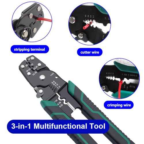 Wire Crimper Tool with Stripper Cutter,Multifunctional Stripping Crimping Pliers Terminal Pliers and Crimping Tool