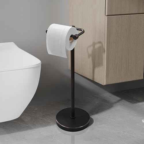 Toilet Paper Holder Stand, Post Pivoting Design Free Standing Toilet Paper Holder, SUS304 Stainless Steel Toilet Paper Roll Holder, Heavy Stable Base (Oil Rubbed Bronze)