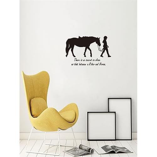 Equestrian Wall Sticker - "There is no secort so close" Quote Decals - 22"x14" (Black-JZY072-Girl Horse)