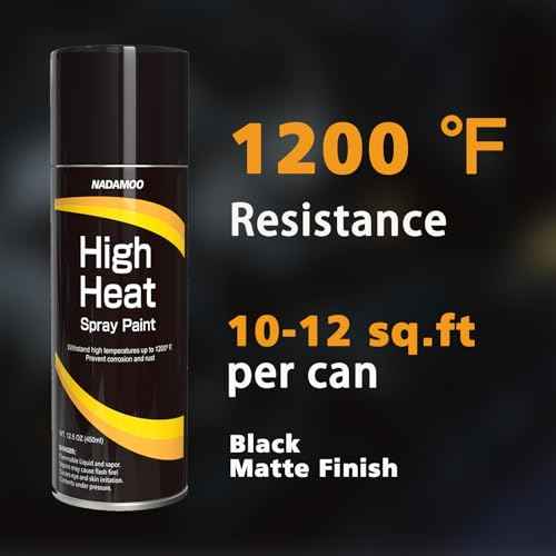 NADAMOO High Heat Spray Paint for Metal, Matte Finish BBQ & Stove Aerosol Paint - High Temperature Resistant Up to 1200¡ÆF, 4 Cans, Black