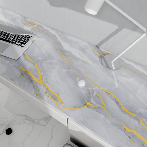 White Gold Marble Contact Paper for Countertops 15.7" X 78"Glossy Peel and Stick Wallpaper Waterproof Self-Adhesive Removable Wall Paper for Kitchen Cabinets Bathroom Furniture Refurbishment