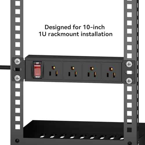 10" Rack PDU- 1U (4Outlets) 10-inch Mini Rack Power Distribution Unit with Protection (125V/15A 6ft Cable), Network Cabinet Rack Mount Power Strip (Wall, Desktop, or Server Rack Mountable)