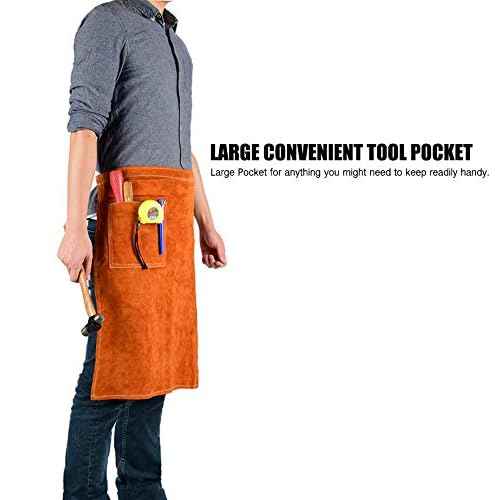 QeeLink Welding Waist Apron with Pocket 24" X 25" Leather Wasit Tools Half Aprons for Men and Women