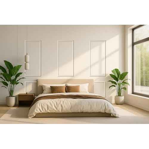 Peel and Stick Wall Molding Kit ? Pre-Cut Wainscoting Panels, Set of 3 (3 Top & 3 Bottom), Ready to Assemble & Easy to Install for Interior Wall D?cor, Living Room Bedroom Accent Walls (54 x 24 in)