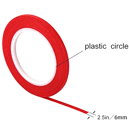 ANCIRS 3 Pack 1/4" inch by 60yard Painters Tape, Masking Tape with Thin Narrow Finishing & 14 Day Easy Removal Trim Edge (Red 1/4inch Wide)