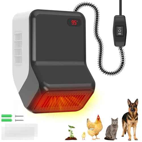 Dog House Heater with Thermostat for Chicken Coop, Small Electric Pet Heater for Outside Dog Cat House, Safe Winter Warmer with PTC Heating, Overheat Protection, Chew-Proof Cord, 95-100.4¡ÆF, 300/600W