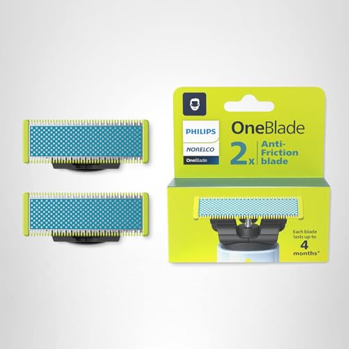 Philips Norelco OneBlade Anti Friction Blade, Genuine Replacement Blade for OneBlade Electric Shaver and Trimmer, Durable Stainless Steel, Trim, Edge and Shave, 2 Pack, QP225/80