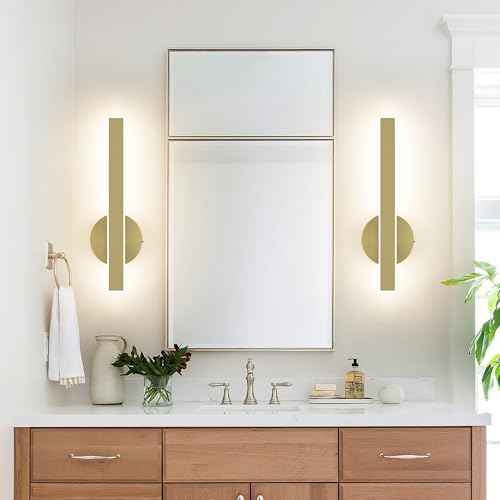 Aipsun Gold Wall Sconce Hardwired Modern LED 18W Wall Sconce Set of Two, 15.7Inches Wall Lights for Living Room Bedroom Hallway, 5CCT