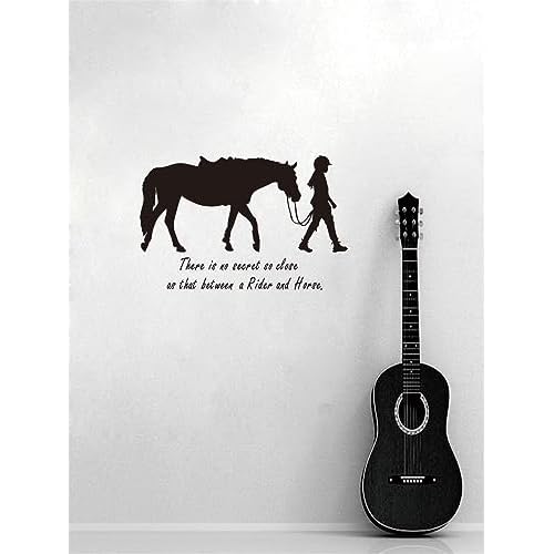 Equestrian Wall Sticker - "There is no secort so close" Quote Decals - 22"x14" (Black-JZY072-Girl Horse)