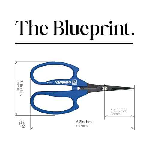 CHIKAMASA B-600SUFB, The Precise Specialty Trimming Scissors, Stainless Steel w/Fluorine Coating, for trimming plants and grapes, excellent for narrow stem-thinning inside closed and tangled spaces.