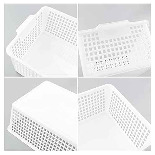 3-Pack Large Plastic Storage Basket, Plastic Storage Bin, White
