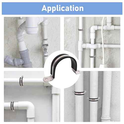 Pipe Clamps,304 Stainless & Rubber Cushioned Heavy Duty Conduit clips (SCH 1/2 in (¥Õ 22 MM) - 10 Pack)