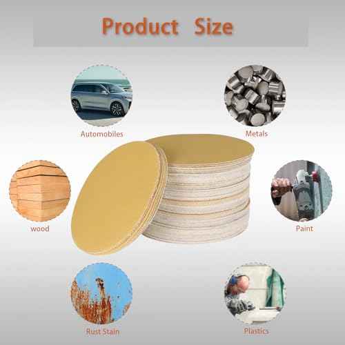 waltyotur 100Pcs Hook and Loop Sanding Discs 5 Inch NO-Hole 120-Grit Sandpaper Sanding Discs Hook and Loop Backing Aluminum Oxide Round Sandpaper for Polishing Accessories