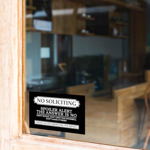 No Soliciting Vinyl Stickers Pack with Humorous and Direct Messages for Front Door Or Apartment Easy to Apply Weatherproof 6Pcs Set Wall Decoration Hat Hard Phone