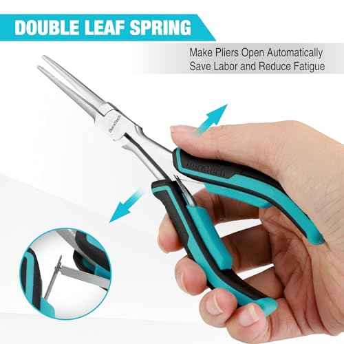 DURATECH 7" Long Reach Needle Nose Pliers, Extra Long Nose Pliers with Smooth Jaws, Small Needle Nose Pliers for Jewelry Making, Wire Bending and Small Object Gripping on Narrow Space