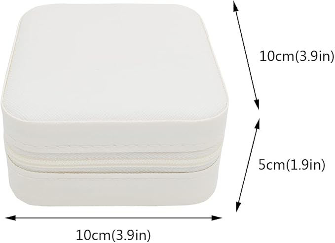 Mini Jewelry Case, Small Travel Jewelry Organizer, Portable Jewelry Box Mini Storage Organizer Display Box For Rings Earrings Necklaces (White)
