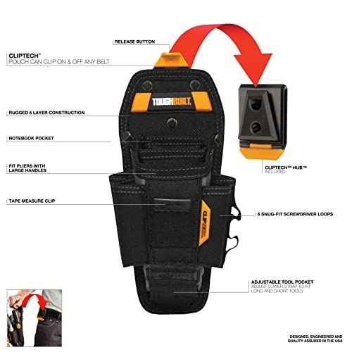 TOUGHBUILT TOU-CT-36-L7 Technician 7 Pocket Pouch, Black, S