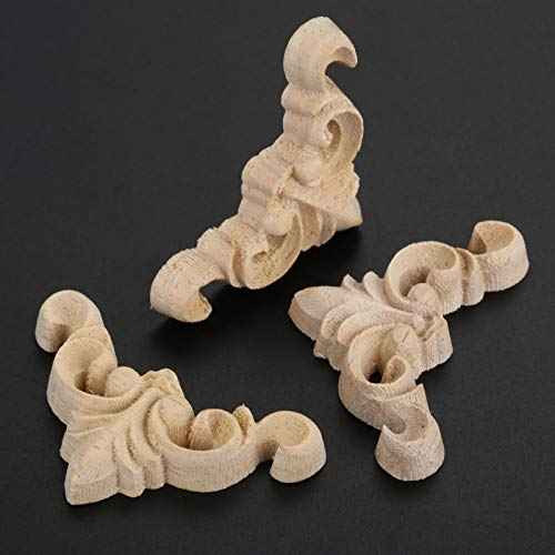 MUXSAM 8Pcs Furniture Onlay Applique Frame for Home, 4x4cm/1.57"x1.57", Unpainted Woodcarving Corner Decal Cabinet Door Wall Ceiling Dresser