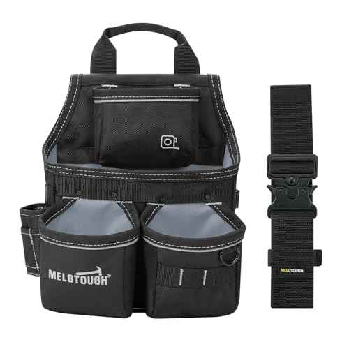 MELOTOUGH Electrician Tool Pouch with Belt,13 Pocket-Tool Bag,Carpenter Tool Pouch,Small Tool Belt Pouch Designed for Electrician,Carpenter,Construction,Black