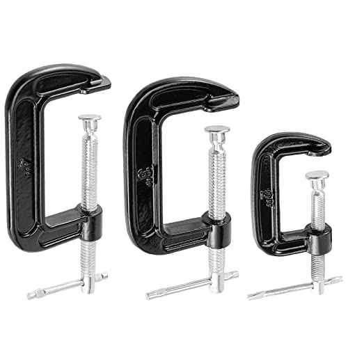 6 PCS 3 Size C-clamp Set, 2" 3" 4" Small C Clamps, Mini G Clamps for Woodworking or Metal Workpiece, Black