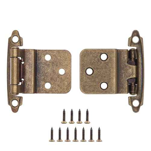 Donanim Antique Brass Inset Cabinet Door Hinges, 30 Pack (15 Pairs) 3/8"" Self Closing Brass Hinges for Cabinet Doors, Kitchen Cabinet Hardware Hinges Brass