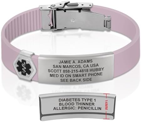 Divoti Custom Engraved Medical Alert ID Bracelet – Dual-Sided Laser Etching, Silicone Wristband, Stainless Steel Security Clasp – Adjustable & Trim-to-Fit – Emergency Medical Info Band for Men & Women