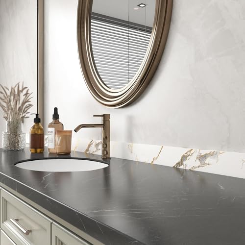 Decotalk White Marble Wallpaper Border 3x236 Inch Peel and Stick for Bathroom Mirror Frame