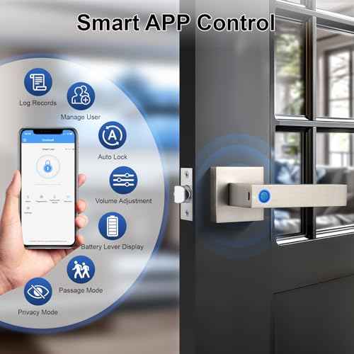 KNOBWELL Smart Fingerprint Door Lock with App Control, Smart Door Lock, Biometric Door Knob, Keyless Entry Door Lock with Handle for Home, Hotel, Apartment, Office, Airbnb-Silver