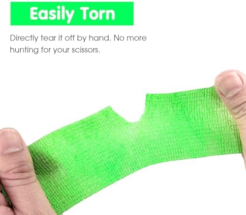 Self Adherent Cohesive Bandage 2"x5 Yards First Aid Bandages Stretch Sport Athletic Wrap Vet Tape for Wrist Ankle Sprain and Swelling,Light Green(6 Rolls)