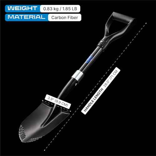 CKG Small Shovel Carbon 28 Inches Lightweight Camping Portable Shovel Ideal for Digging, Small Garden Shovel with D Handle Round Point Blade Camp Shovel
