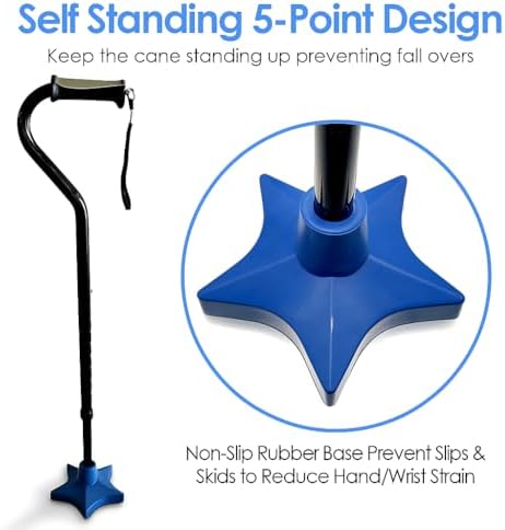 Superstar Self Standing Cane Tip has Non-Slip Heavy Duty Rubber Base to Prevent Slip, Cane Tips 3/4 inch Heavy Duty Replacement, 6-Inch Star Design for Superior Traction & Balance for Seniors