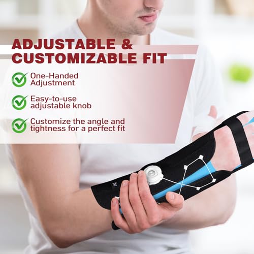 Resting Hand Splint with Adjustable Knob, Night Immobilizer with Removable Splints for Pain Relief, KTQUICK Hand&Wrist Brace for Carpal Tunnel, Stroke Recovery, Arthritis, Tendinitis-Left Hand X-Large