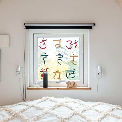 FINGERINSPIRE 4 Styles Religious Themes Stencils with a Brush 11.8x11.8Inch Chakra Symbols Painting Stencil Yoga Pattern Template PET Tree of Life Om Symbols Template for Wood Wall Floor Tiles