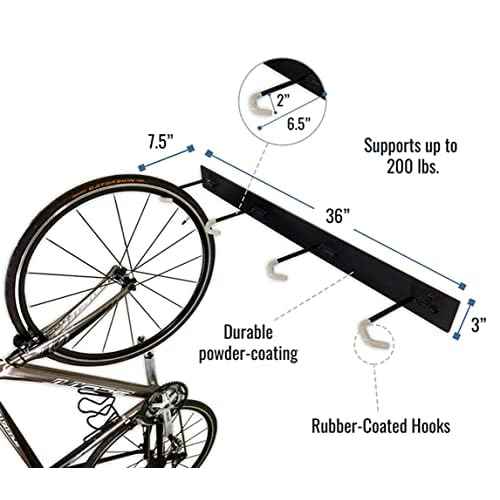 StoreYourBoard Bike Storage Rack, 4 Bike Racks for Garage, Solid Steel Extra Heavy Duty BLAT Bike Rack - Garage Wall Mounted Bicycle Storage, Up to 200lbs, 32-inch