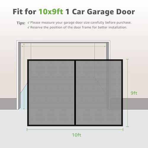 Garage Door Screen - 1 Car 10x9Ft Magnetic Closure Heavy Duty Weighted Bottom Screen Self Sealing Fiberglass Mesh Retractable Net - Easy Assembly & Pass-Through(Black)