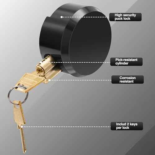 Heavy Duty Hidden Shackle Puck Lock, Hidden Shackle Padlocks Keyed Alike Trailer Puck Padlocks with Enlarged Lock for Vans (Black-2 Piece)