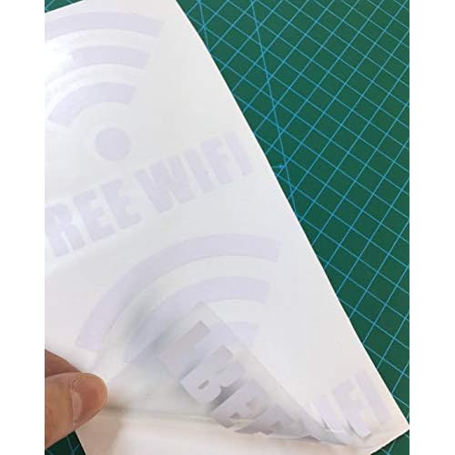 (2 Pack) 4" X 4" White - Free WIFI Sign - UV Resistant, Waterproof, Peel & Stick Adhesive Vinyl Label Decal Sticker Quote Mural Art Script - For Business Store, Shop, Cafe, Office, Restaurant, Vehicle