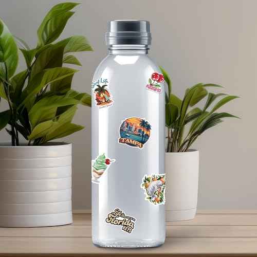 Florida State Travel Stickers 50 Pieces Vinyl Waterproof Decal for Laptop Water Bottle Phone Car Window Bike Motorcycle Stakeboard Scrapbook Floridas Sticker Gifts