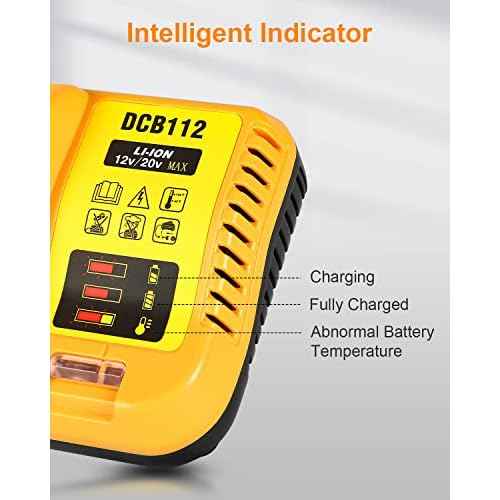 2Pack 3.0Ah Replacement for Dewalt 20V Battery with DCB112 Charger