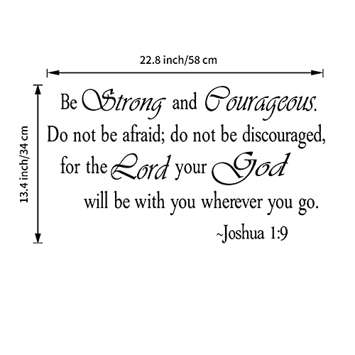 Inspirational Quotes Wall Decal, Be Strong and Courageous Vinyl Art Letters Wall Decor, Scripture Faith Sayings Words Wall Sticker Religious Bible Prayer Verse Motto Sticker for Living Room Church