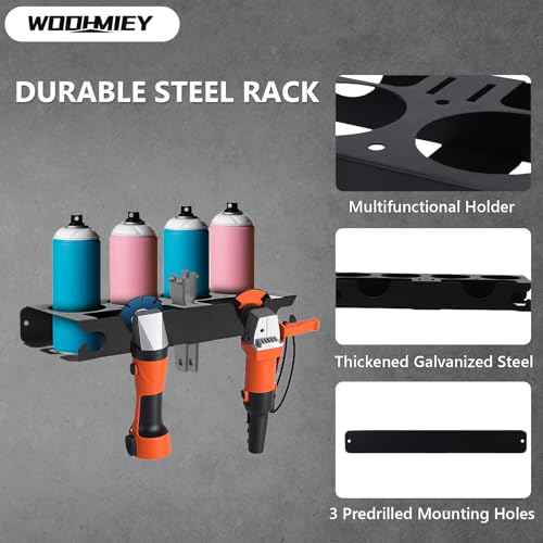 Wall Mount Tool Organizer with Spray Bottle Holder and Angle Grinder Holder, Metal Garage Tool Organizer, Power Tool Storage Rack, Detailing Brush Holder, Wall Mounted Storage Rack