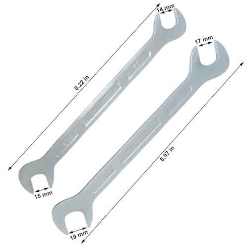 Thin Wrench, 2PCS 45¡Æ Angle Head Double Open-End Wrenches Set Metric 14mm 15mm 17mm 19mm for Repair (Thickness:4mm)