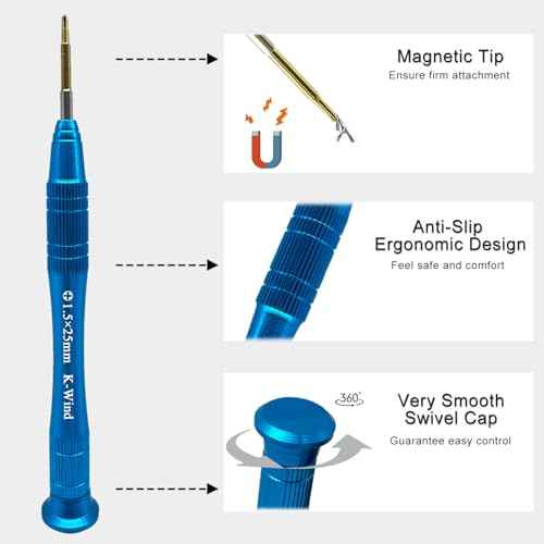Precision Phillips Screwdriver #000, Small Phillips Screwdriver PH000/1.5mm Compatible with iPhone MacBook DJI Propeller & Switch, S2 High Alloy Steel Head, Magnetic Tip, 360¡Æ Swivel Cap